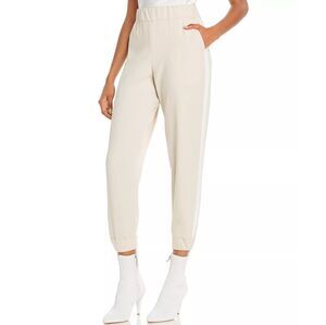 Alice + Olivia Pete Jogger Ankle Pants XL Beige Crepe High Rise Pull On Chic New